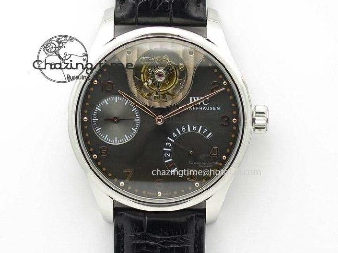 MIROTIME 0227 Sporty Portuguese Tourbillon IW504602 SS ZF Best Edition Blue Dial on Black Leather Strap 7175